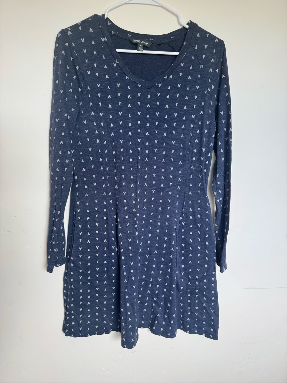 Toad&Co Navy V-Neck Printed Long-Sleeve Dress